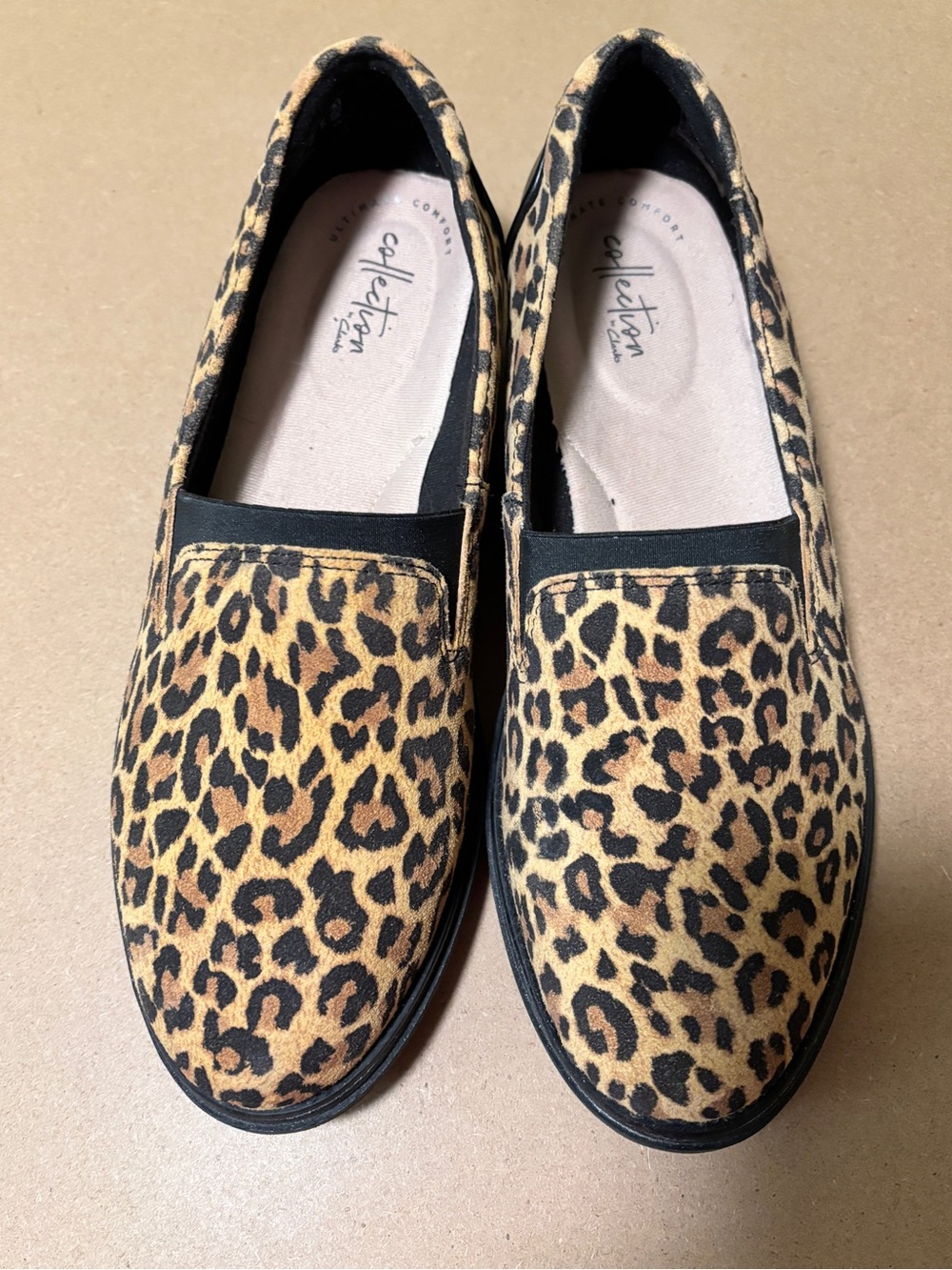 Clarks Leopard-Print Slip-On Wedges - Tan & Black
